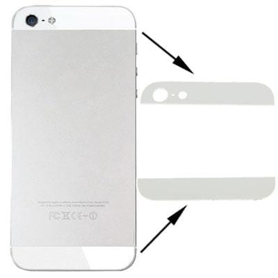 Original Back Cover Top & Bottom Glass Lens for iPhone 5 (White)