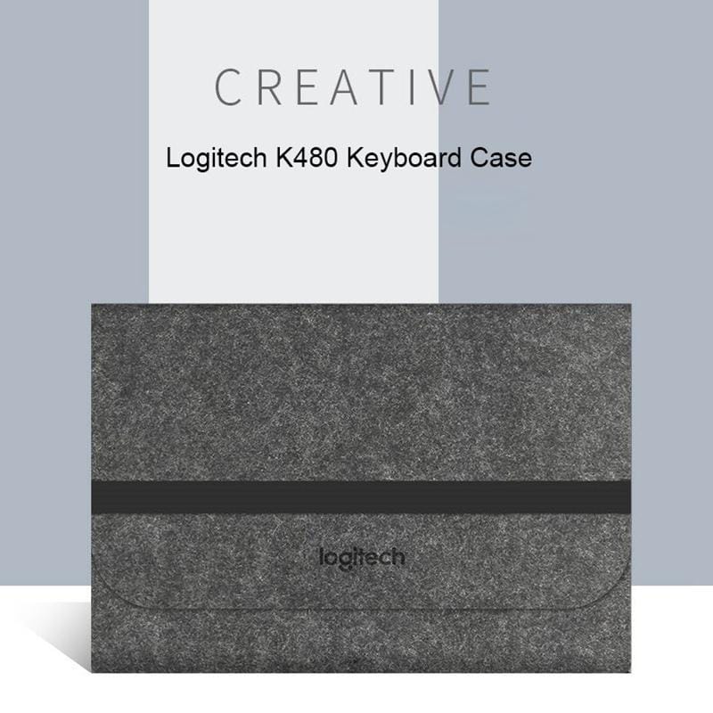 Portable Felt Wireless Bluetooth Keyboard Storage Bag Dust-proof Bag for Logitech K480 Keyboard, with Magic Stick (Light Grey)