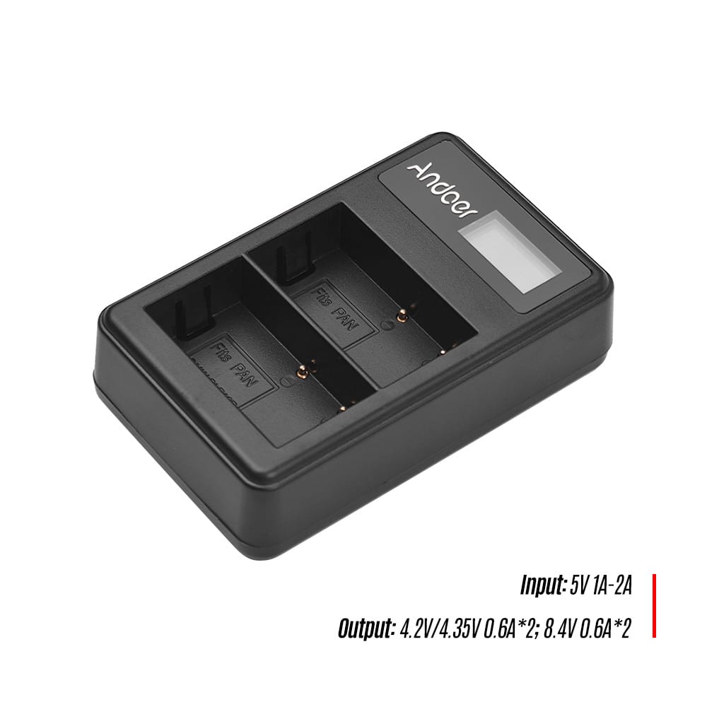 Andoer LCD2-BLF19 LCD Dual Camera Battery Charger for - LCD2-BLF19