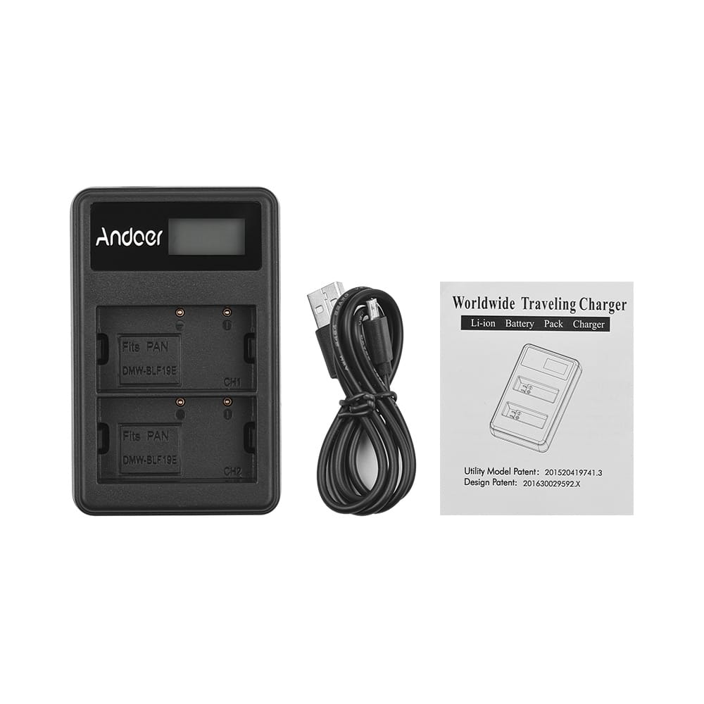 Andoer LCD2-BLF19 LCD Dual Camera Battery Charger for - LCD2-BLF19