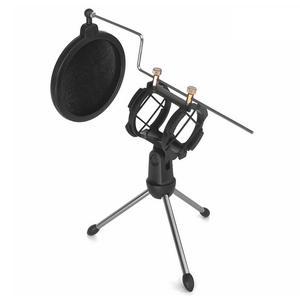 Mini Desktop Microphone Tripod Stand with Shock Mount Mic