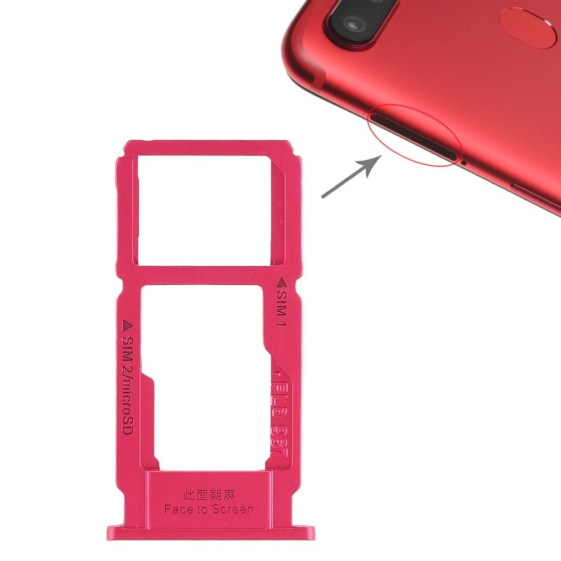 SIM Card Tray + SIM Card Tray / Micro SD Card Tray for OPPO R11s (Red)