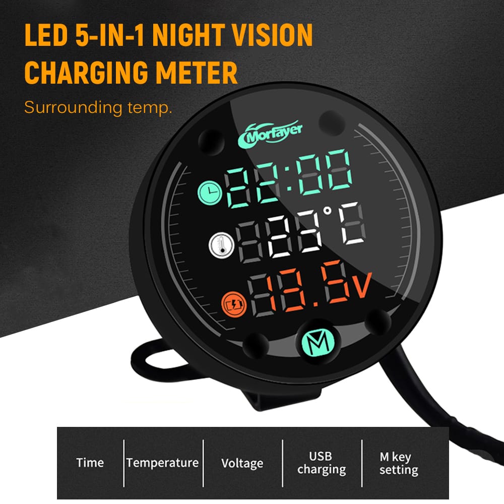 9-24V Digital Meter LED Night Vision Motorcycle Digital - Air Temperature