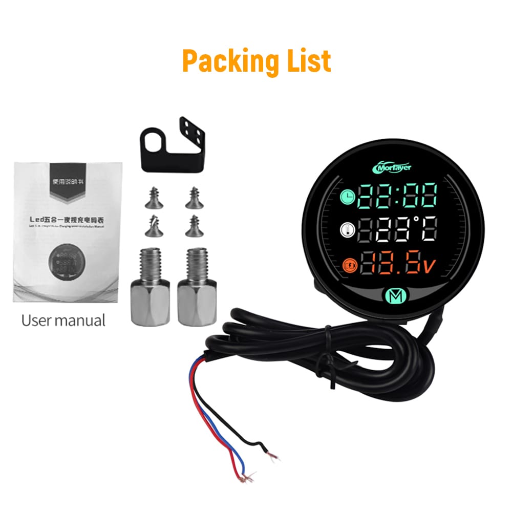 9-24V Digital Meter LED Night Vision Motorcycle Digital - Air Temperature