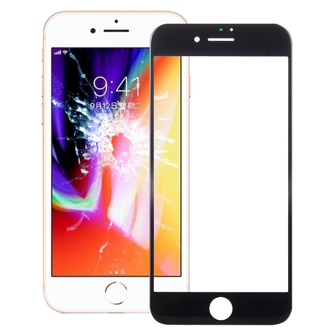 Front Screen Outer Glass Lens for iPhone 8 (Black)