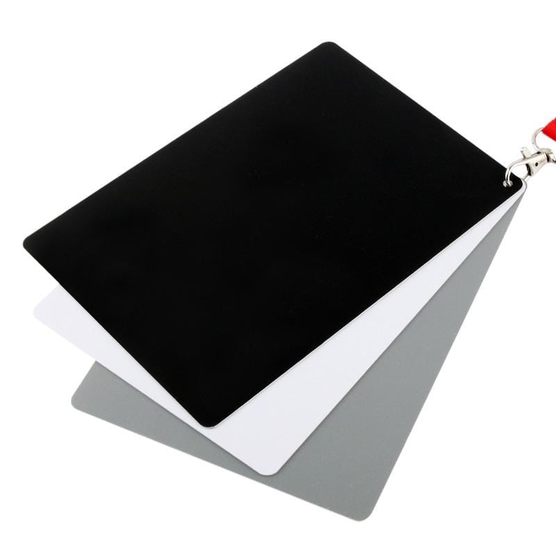 3 in 1 Black White Gray Balance Card / Digital Gray Card with Strap, Works with Any Digital Camera, File Form: RAW and JPEG, Size: 8.7cm x 5.5cm