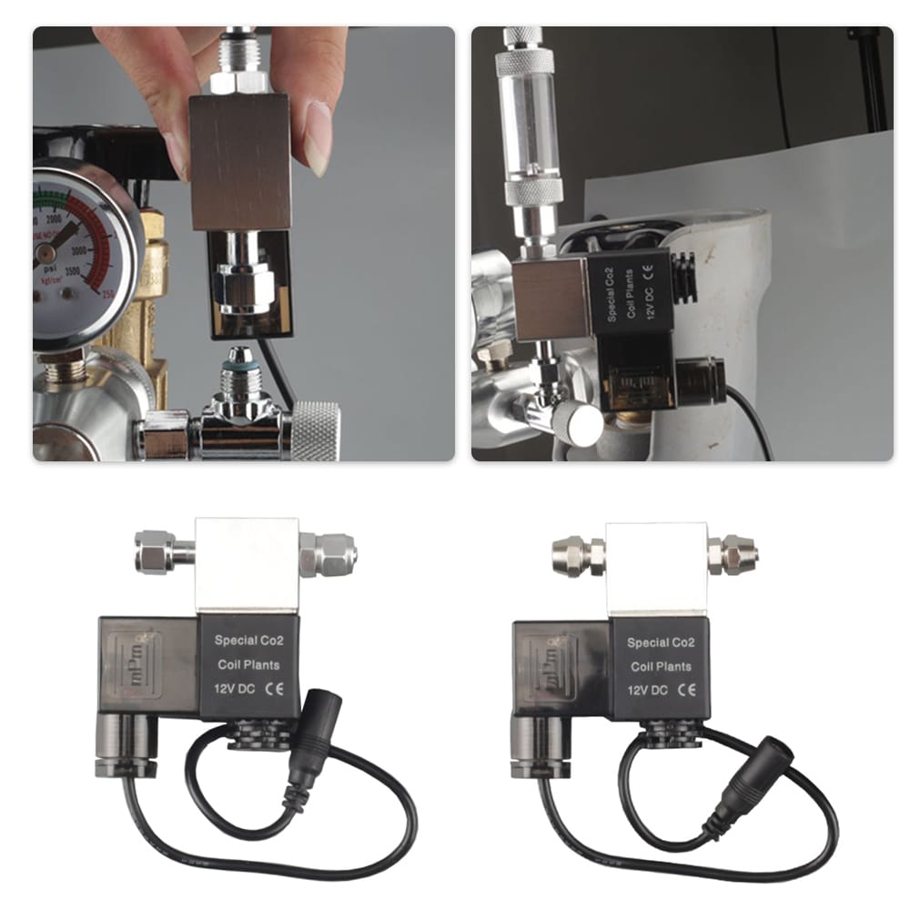 DC 12V Output Solenoid Valve Aquarium CO2 System Regulator - double head-US plug