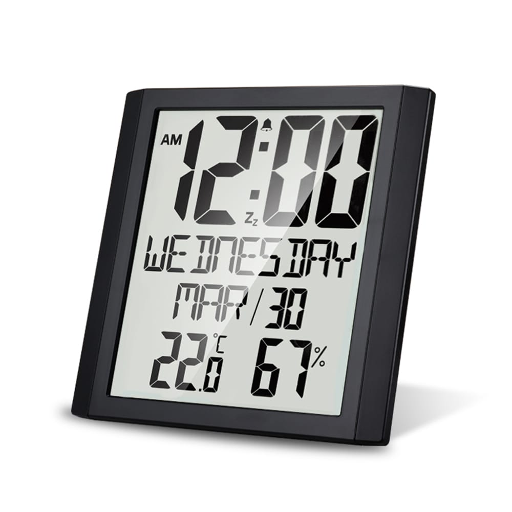 Digital Wall Clock with Temperature & Humidity 8.6'' Large