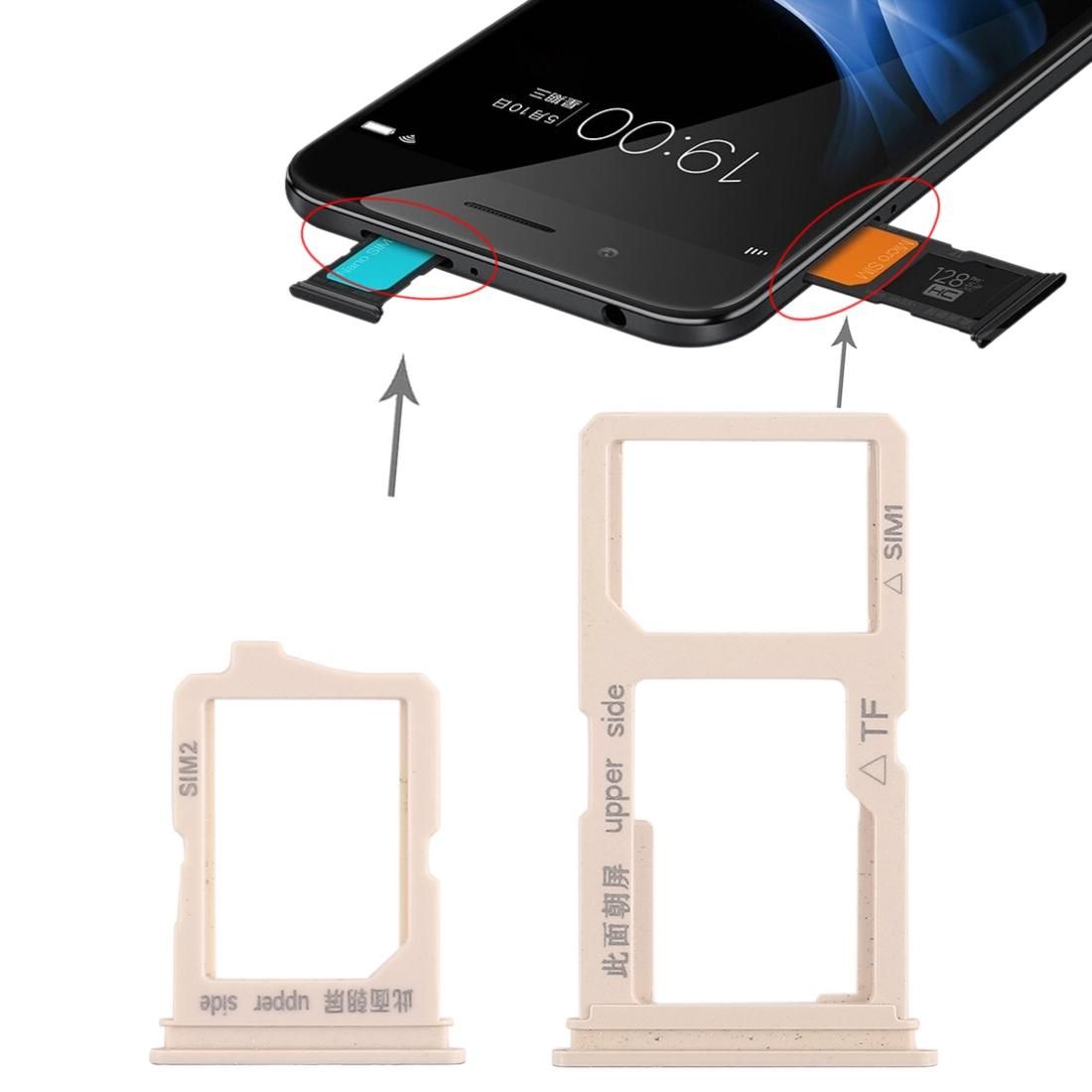 2 x SIM Card Tray + Micro SD Card Tray for Vivo Y66 (Gold)