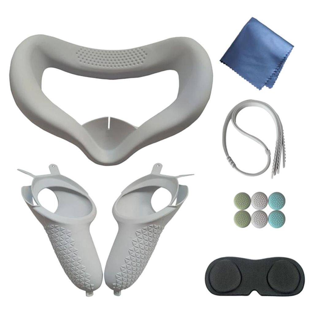 Soft VR Headset Face Pad Cover Set Easy to Apply for Oculus Quest 2 White