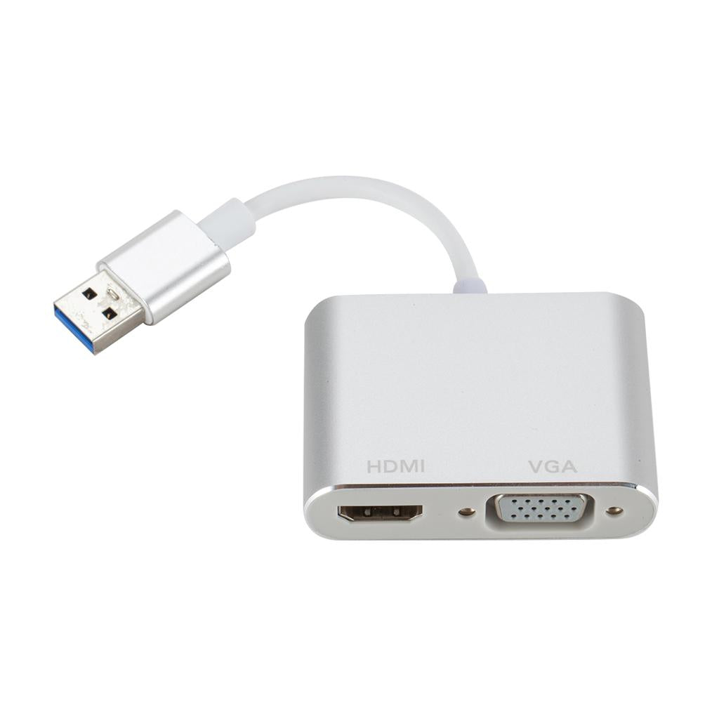 USB 3.0 to HDMI VGA Adapter HD 1080P Audio Video HUB Converter for Computer