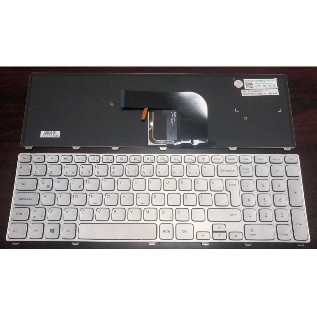 Silver Turkish Backlit Keyboard For Dell Inspiron 17 7000 7737 Laptop