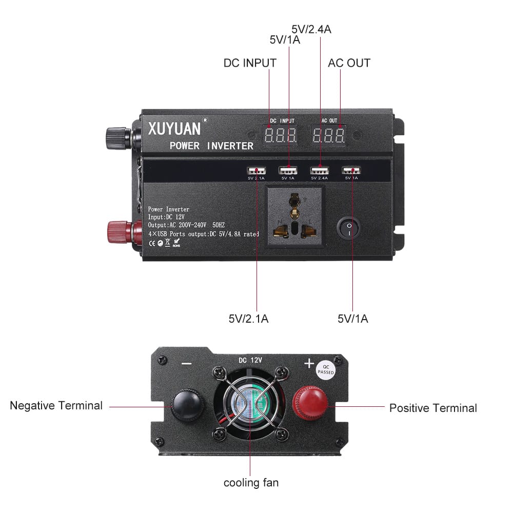 Car Inverter 3000W 4000W 5000W 12V/24V 110/220V DC to AC - 5000W 24V-220V 50Hz