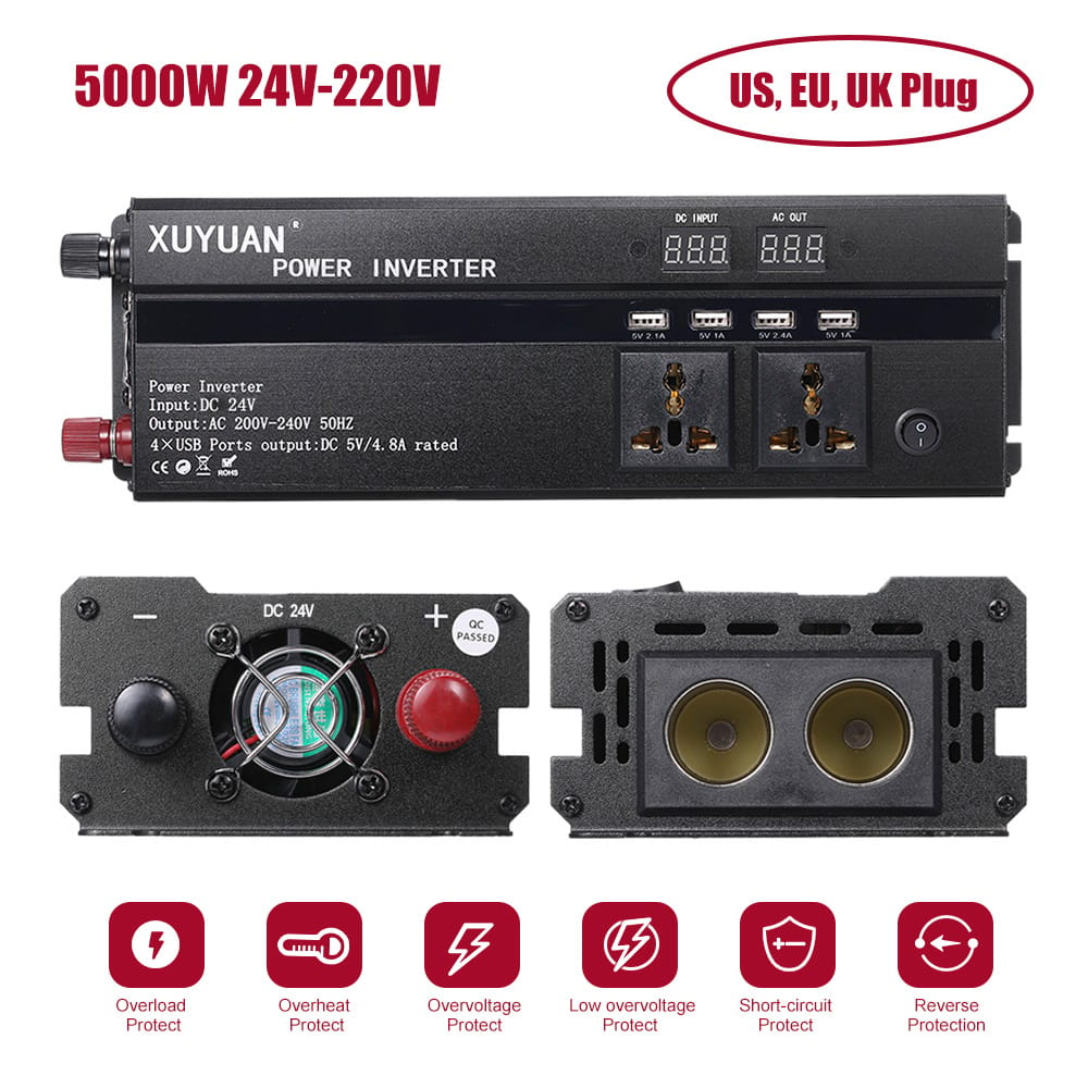 Car Inverter 3000W 4000W 5000W 12V/24V 110/220V DC to AC - 5000W 24V-220V 50Hz