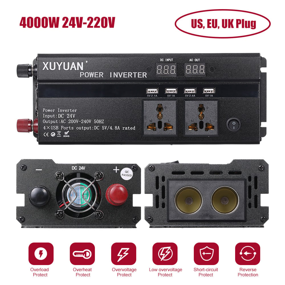 Car Inverter 3000W 4000W 5000W 12V/24V 110/220V DC to AC - 4000W 24V-220V 50Hz