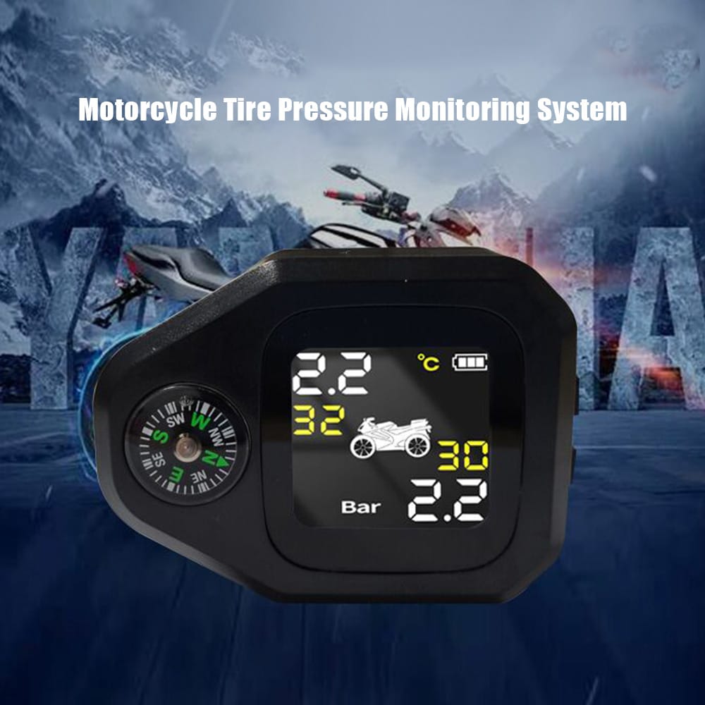 2-in-1 Motorcycle Tire Pressure Monitoring System LCD - External sensor