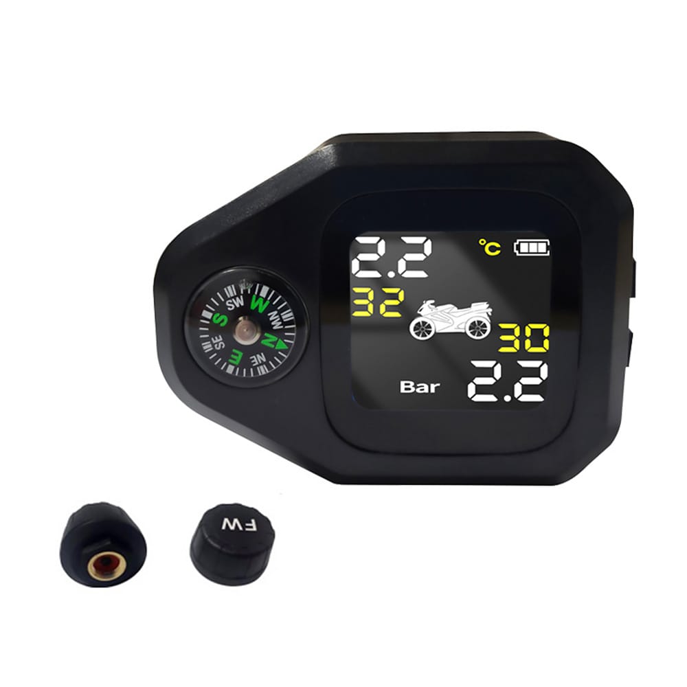 2-in-1 Motorcycle Tire Pressure Monitoring System LCD - External sensor