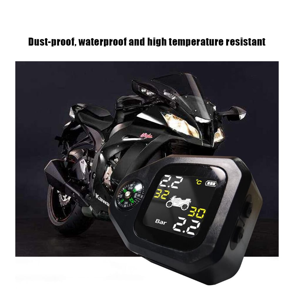 2-in-1 Motorcycle Tire Pressure Monitoring System LCD - External sensor