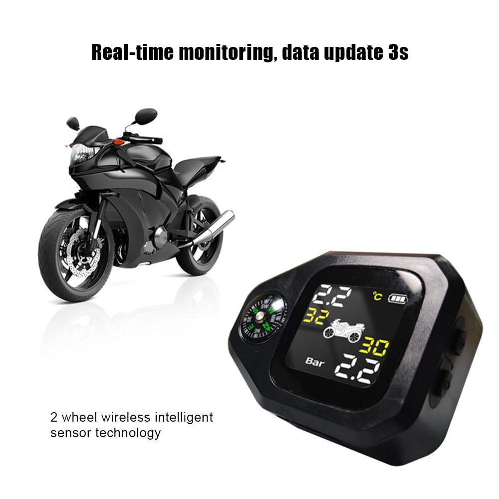 2-in-1 Motorcycle Tire Pressure Monitoring System LCD - External sensor