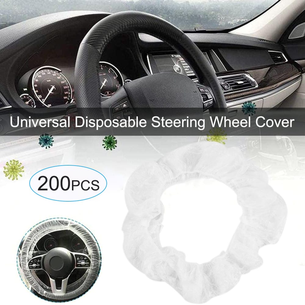 200PCS Universal Disposable Steering Wheel Cover, White - 200-Pack