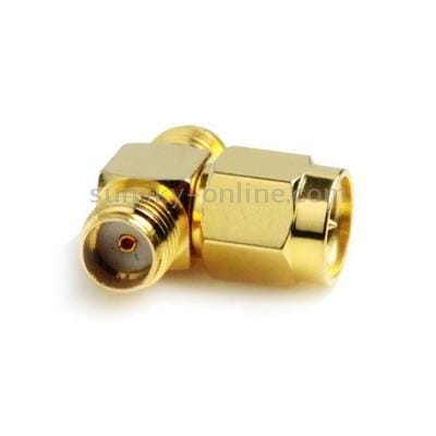 SMA Male to 2 SMA Female Adapter , Gold Plated (Yellow)