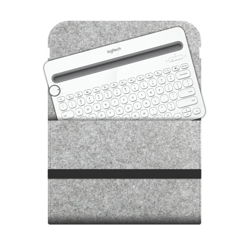 Portable Felt Wireless Bluetooth Keyboard Storage Bag Dust-proof Bag for Logitech K480 Keyboard, with Magic Stick (Light Grey)