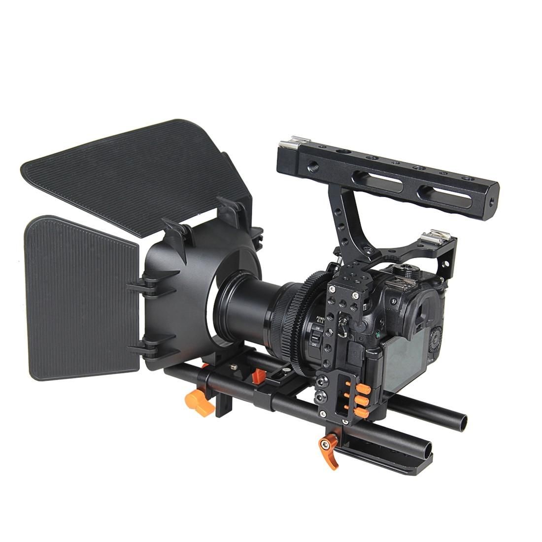 YELANGU YLG1105A A7 Cage Set Include Video Camera Cage Stabilizer / Follow Focus / Matte Box for Sony A7S / A7 / A7R / A7RII /  A7SII / Panasonic Lumix GH4 (Orange)