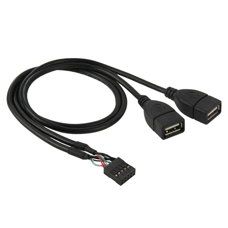 10 Pin Motherboard Female Header to 2 USB 2.0 Female Adapter Cable, Length: 50cm