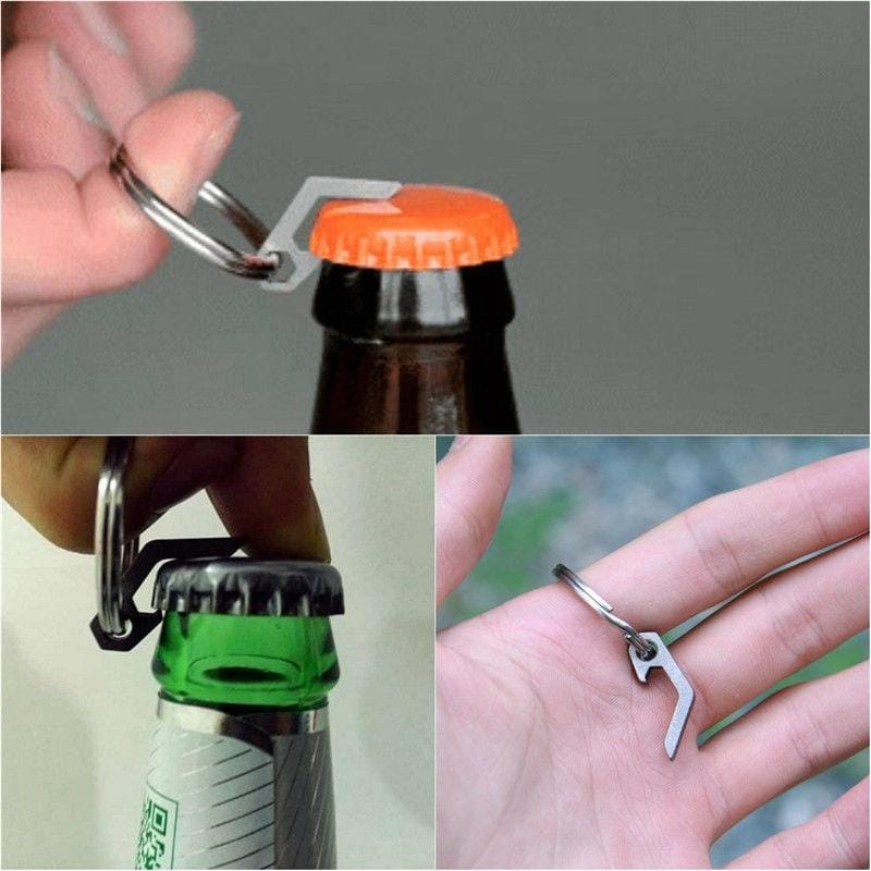 EDC Mini Lightweight Bottle Beer Opener Keyring Pocket Tool Outdoor Camp Hike Utility Gadget Stainless steel