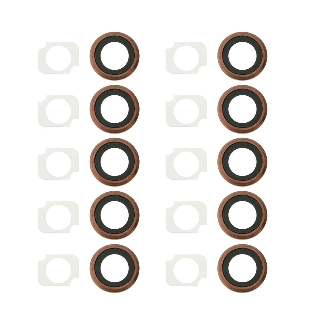 Rear Camera Lens Ring + Flashlight Bracker  for iPhone 6s Plus, 10 Pairs / Set (Rose Gold)