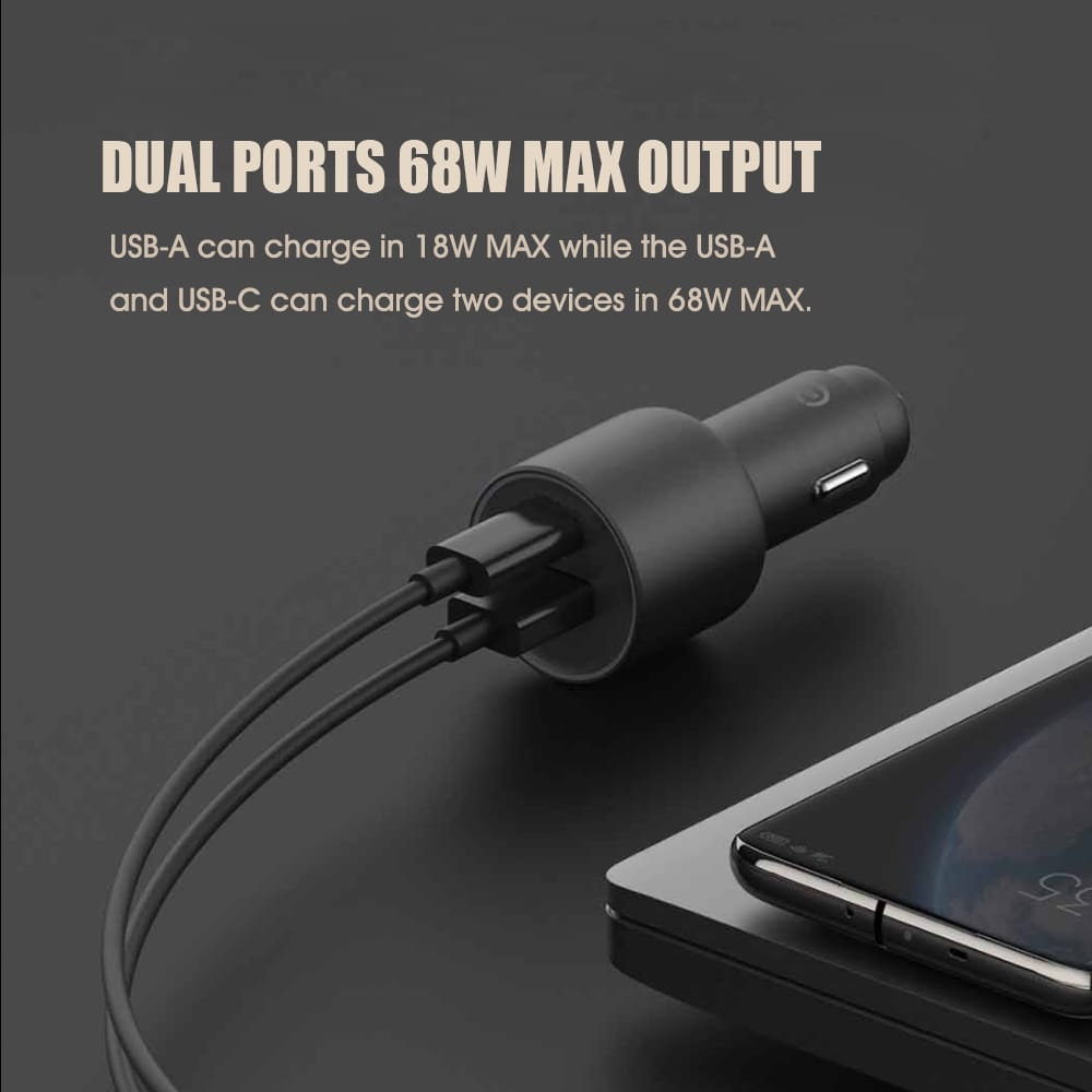 Xiaomi Vehicle Quick Charger Charge Adapter Dual USB-A USB-C