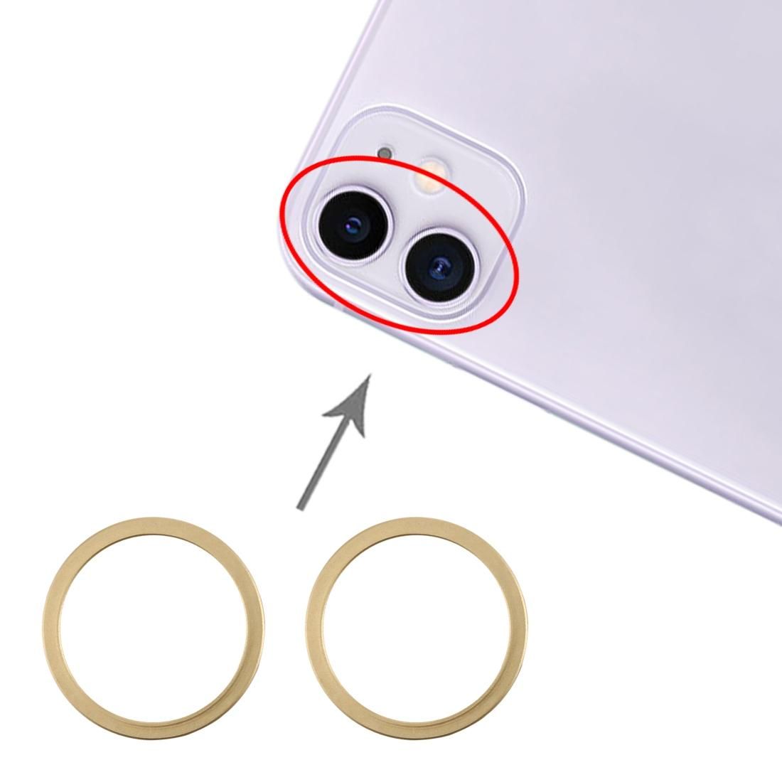 2 PCS Rear Camera Glass Lens Metal Protector Hoop Ring for iPhone 11 (Gold)