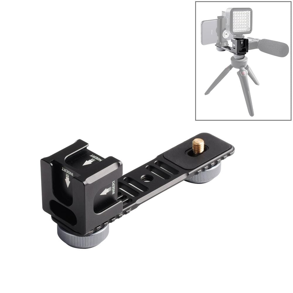 PULUZ 4-Head Cold Hot Shoe Mount Adapter Microphone Flash Light Aluminum Alloy Extension Bracket for DJI OSMO Mobile 2 / Zhiyun Smooth 4 / Feiyu Vimble 2 Gimbal Stabilizer