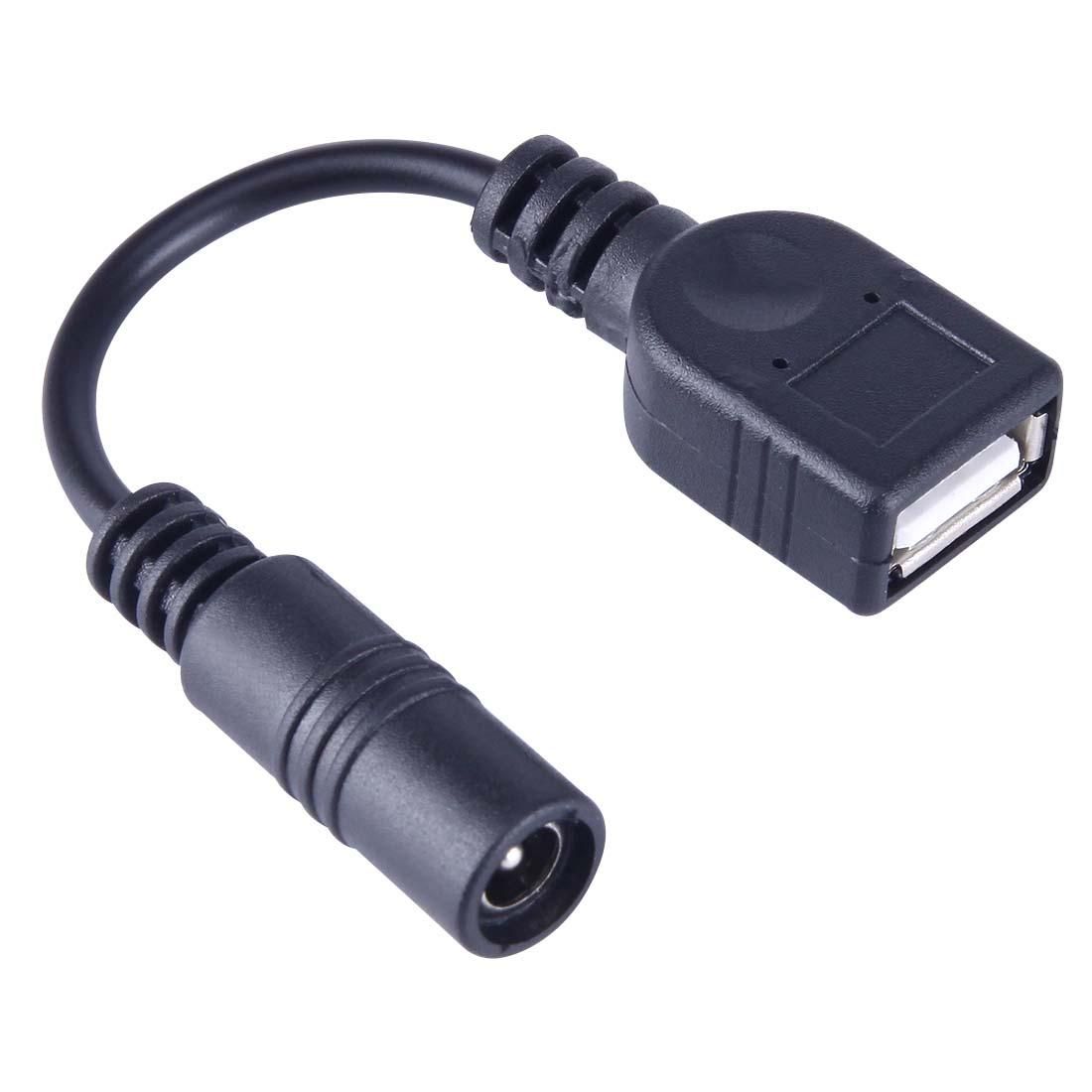 5.5 x 2.1mm DC Female to USB AF DC Male Power Connector Cable for Laptop Adapter, Length: 15cm (Black)