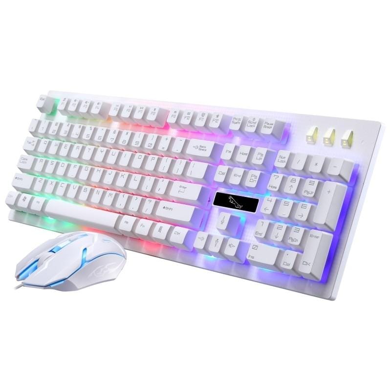 ZGB G20 1600 DPI Professional Wired RGB Backlight Mechanical Feel Suspension Keyboard + Optical Mouse Kit for Laptop, PC (White)