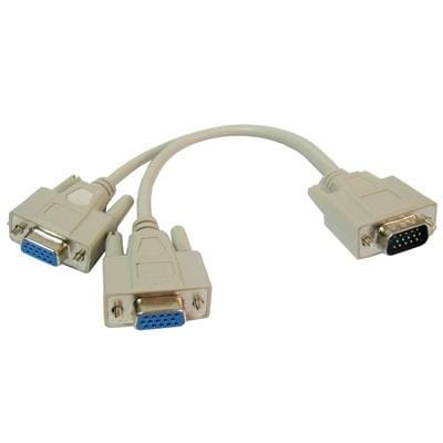 VGA SVGA HDB15 Male to 2 Female Splitter Cable (Style1)