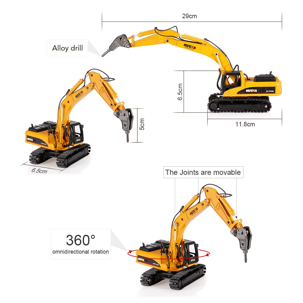 HUI NA TOYS 1711 1/50 Drill Excavator Engineering Vehicle