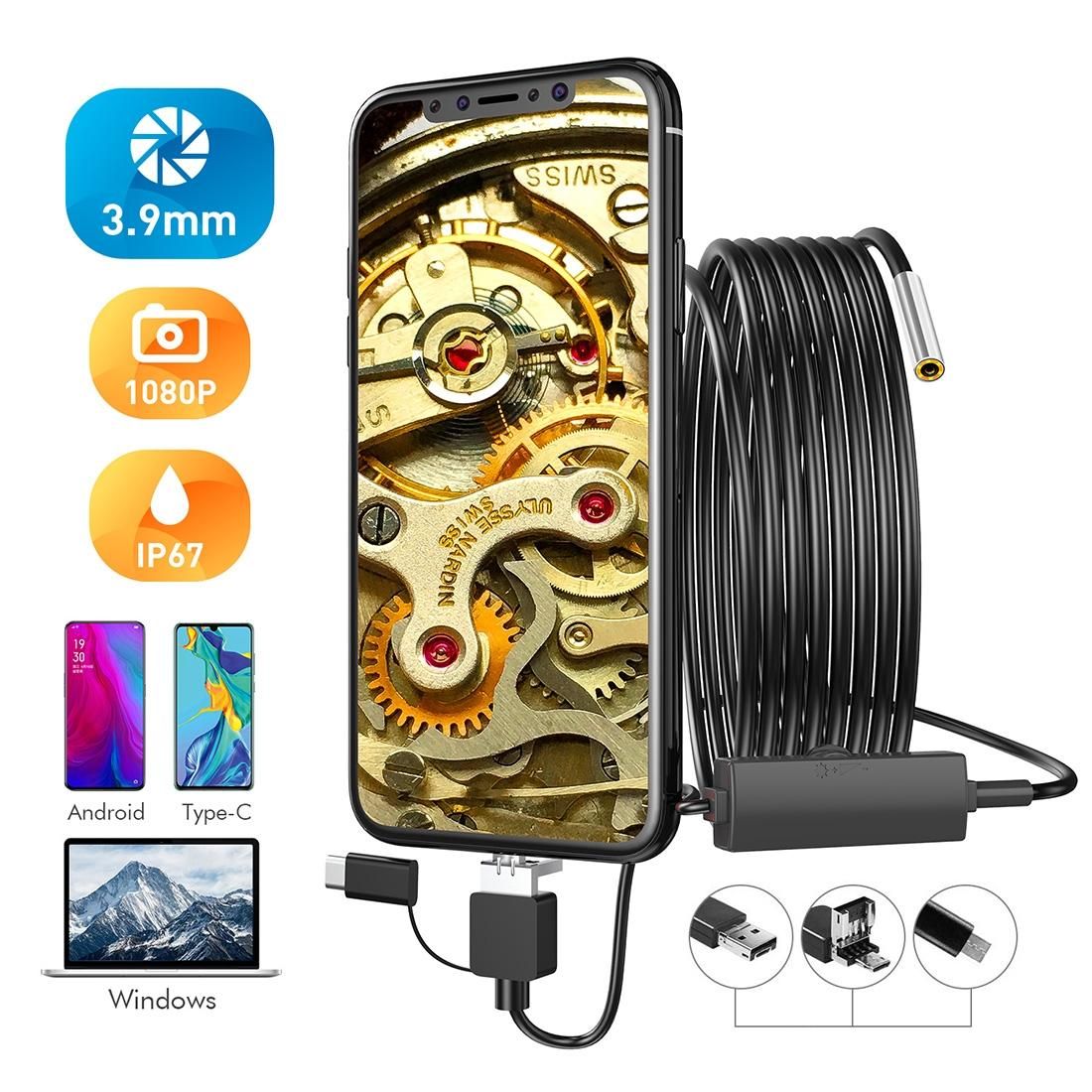 inskam107 3.9mm 3 In 1 HD Waterproof Industry Digital Endoscope Inspection Camera, Length:3.5m Hard Cable