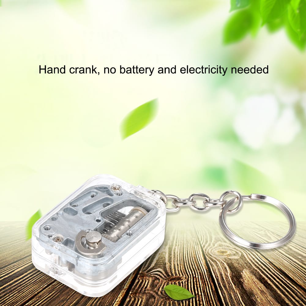 Transparent Clear Hand-operated Movement Music Box Keychain