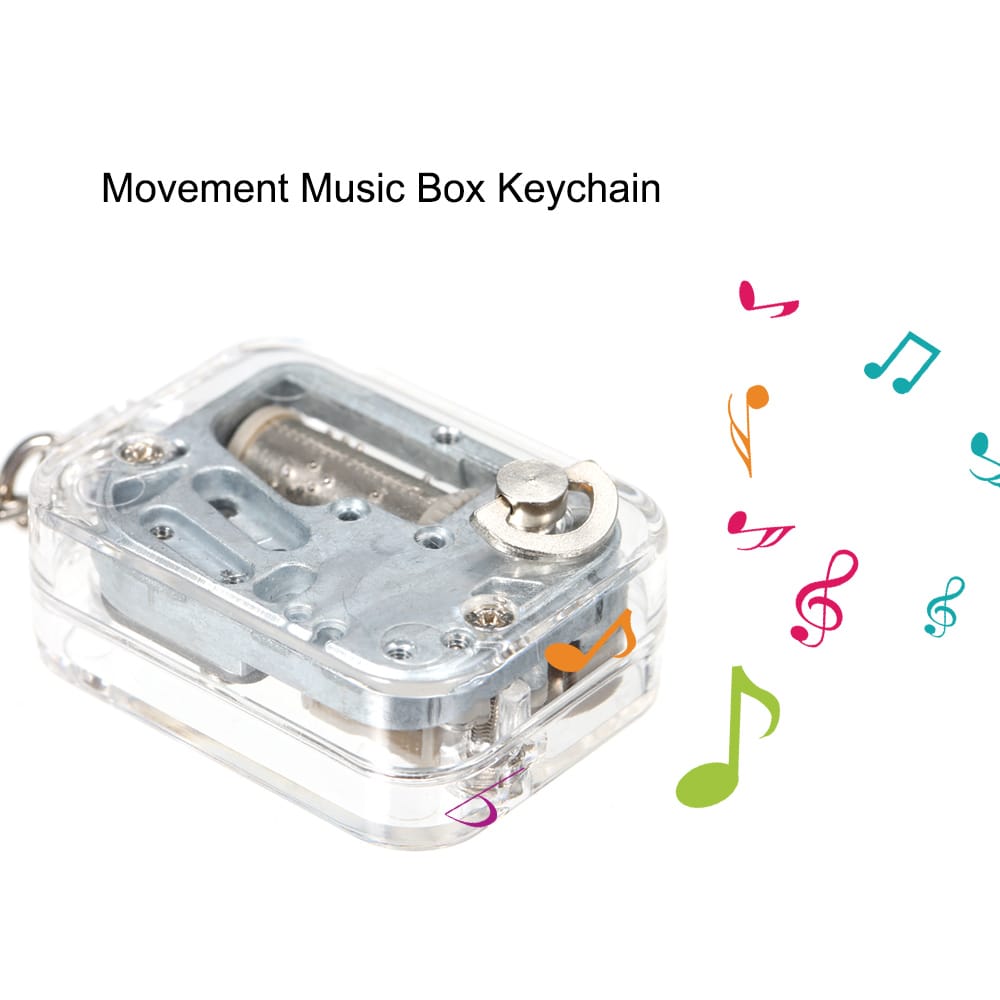 Transparent Clear Hand-operated Movement Music Box Keychain