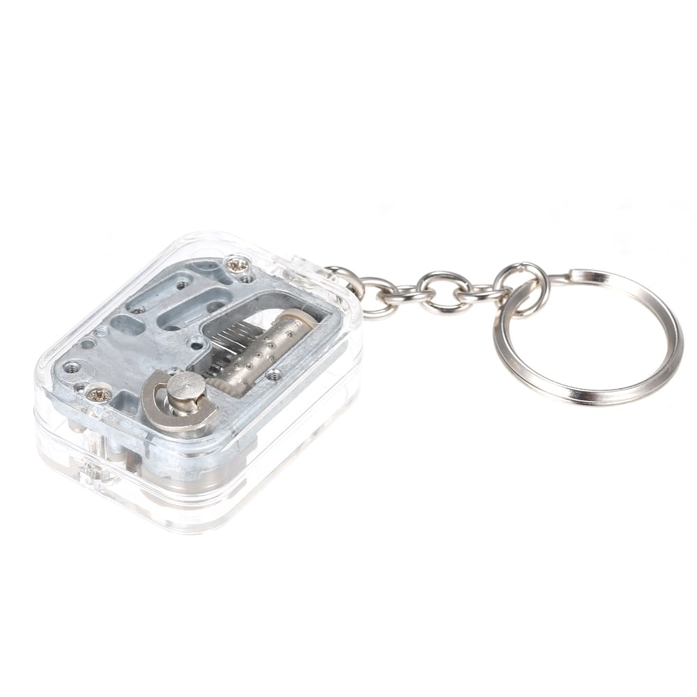 Transparent Clear Hand-operated Movement Music Box Keychain