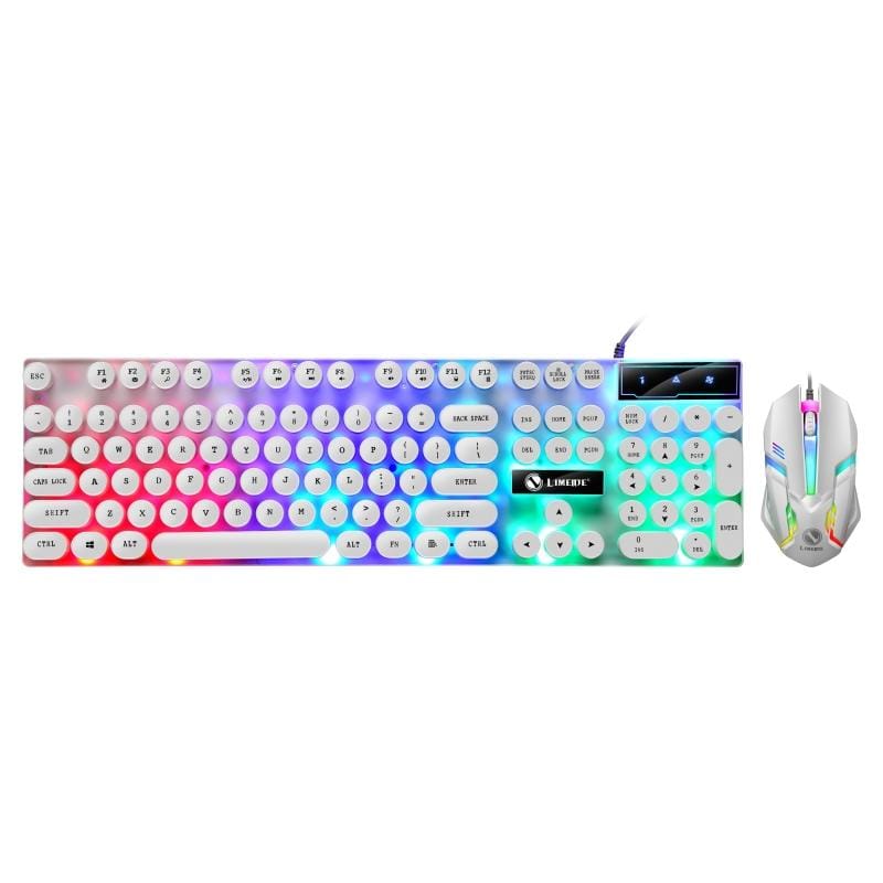 TX300 Mechanical Feel Backlight Punk Wired Keyboard Mouse Set (White)