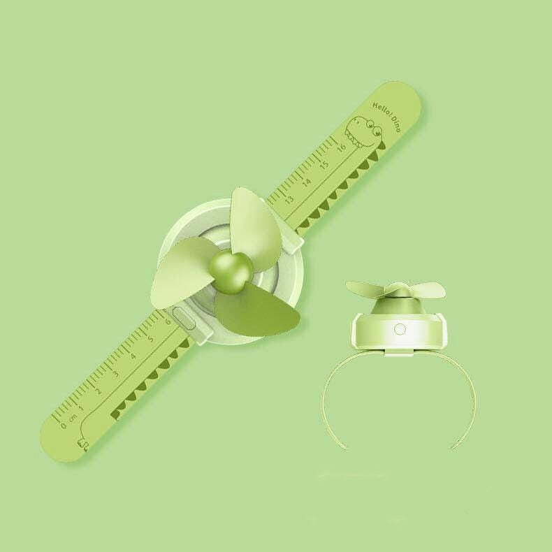 Mini Handheld Portable Fan Cartoon Watch Fan (Green)