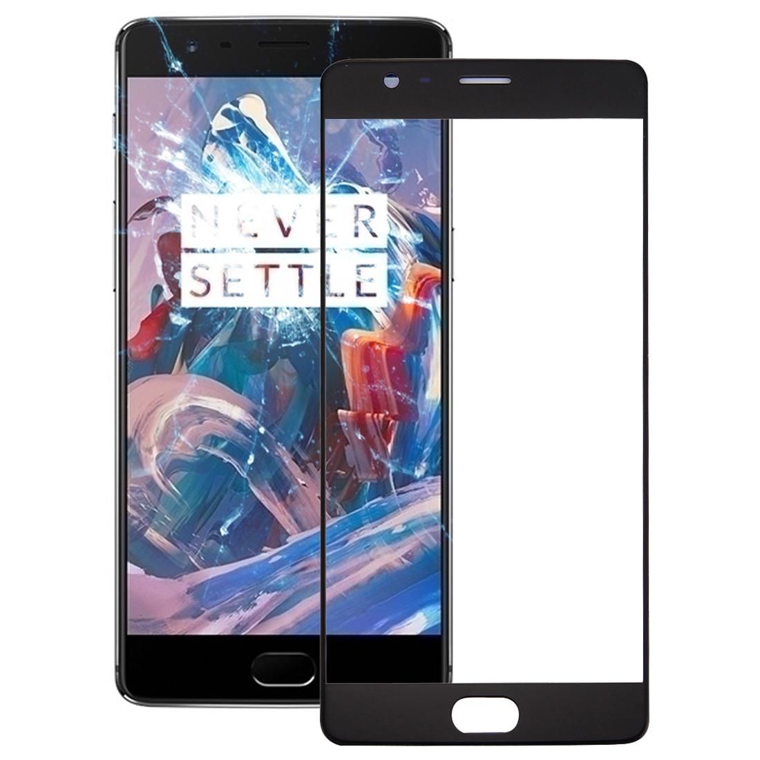 For OnePlus 3 Front Screen Outer Glass Lens (Black)