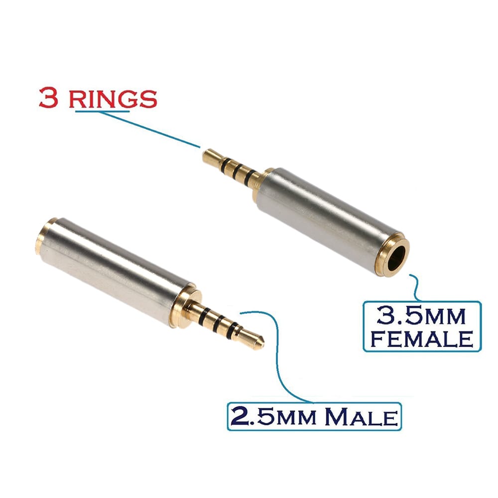 Gold-plated 2.5 mm Male to 3.5 mm Female Audio Stereo