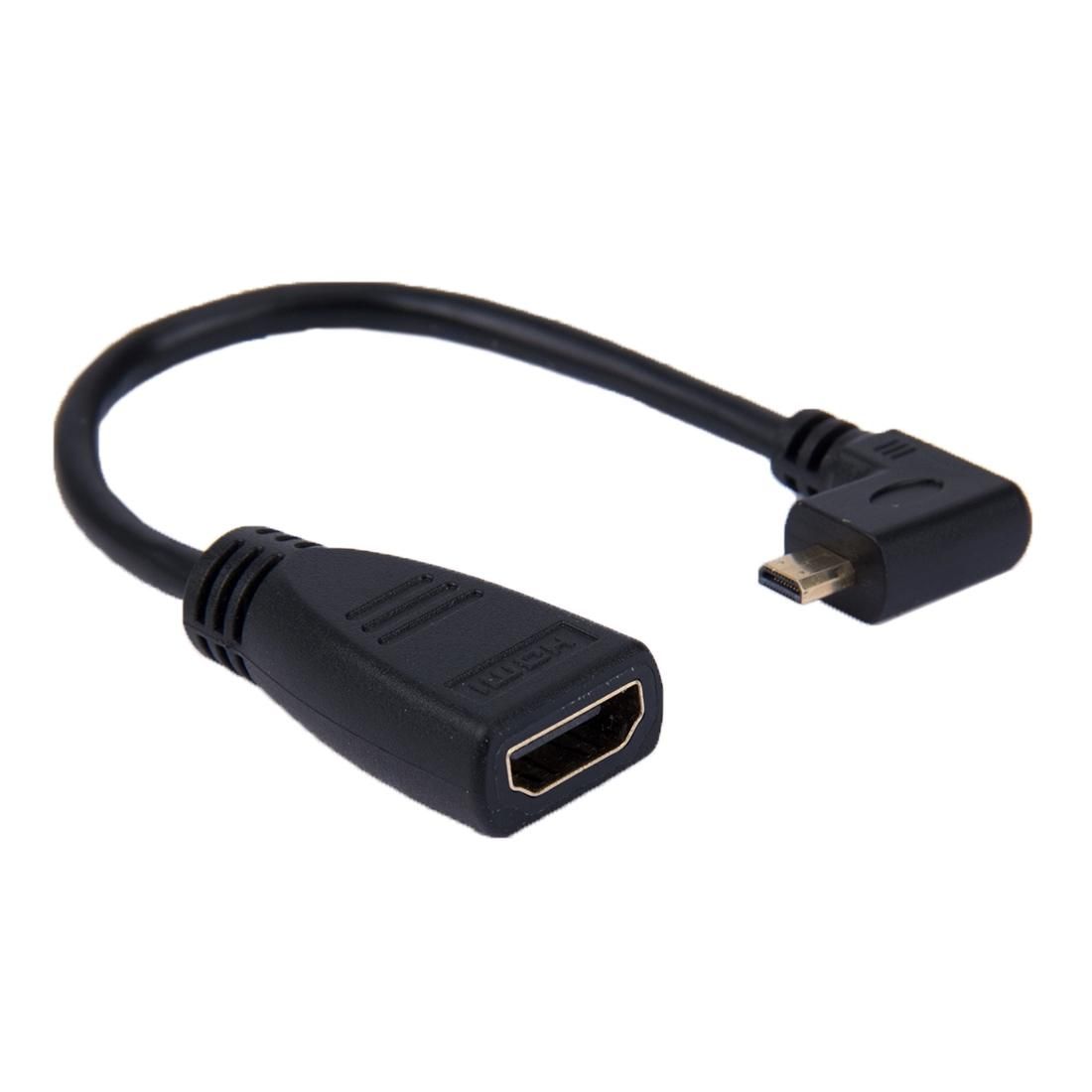 19cm 90 Degree Micro HDMI Left-toward Male to HDMI Female Cable Adapter (Black)