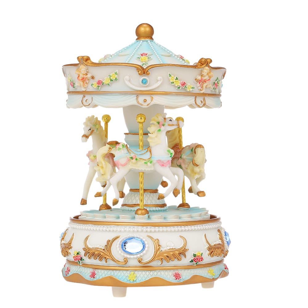 Mini Carousel Clockwork Music Box Colorful LED