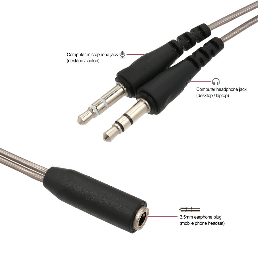 3.5mm Audio Y Splitter Cable 1 Female to 2 Male Converter