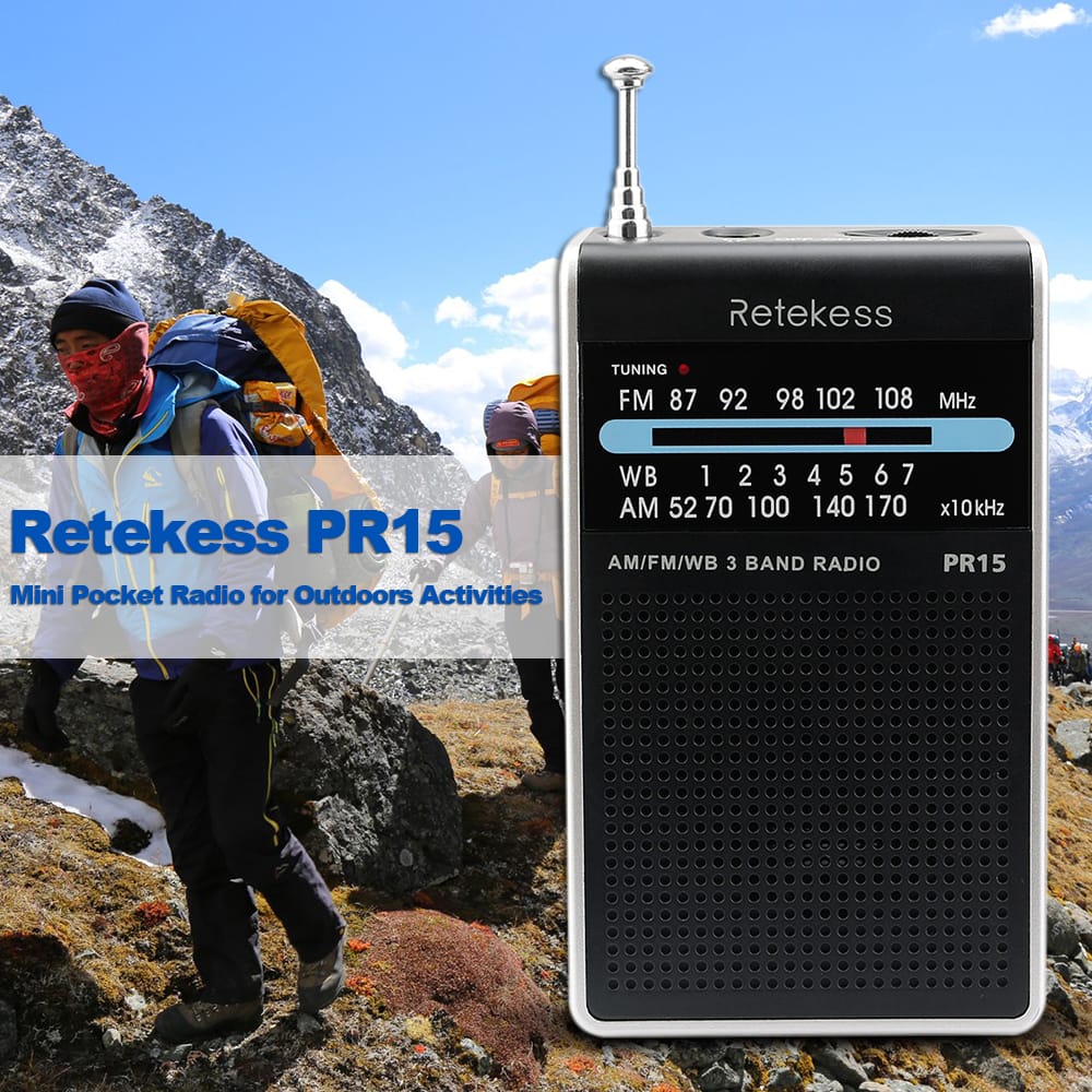 Retekess PR15 Mini Pocket Radio FM/AM/WB Tuning Radio