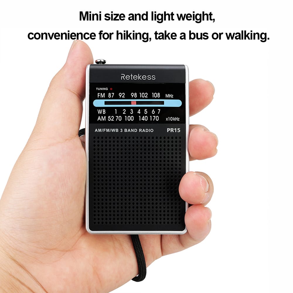 Retekess PR15 Mini Pocket Radio FM/AM/WB Tuning Radio